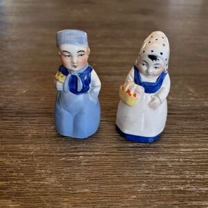 Czecho Slovakia Dutch Boy & Girl Porcelain Salt Pepper Shakers Antique‎ 1920-30s